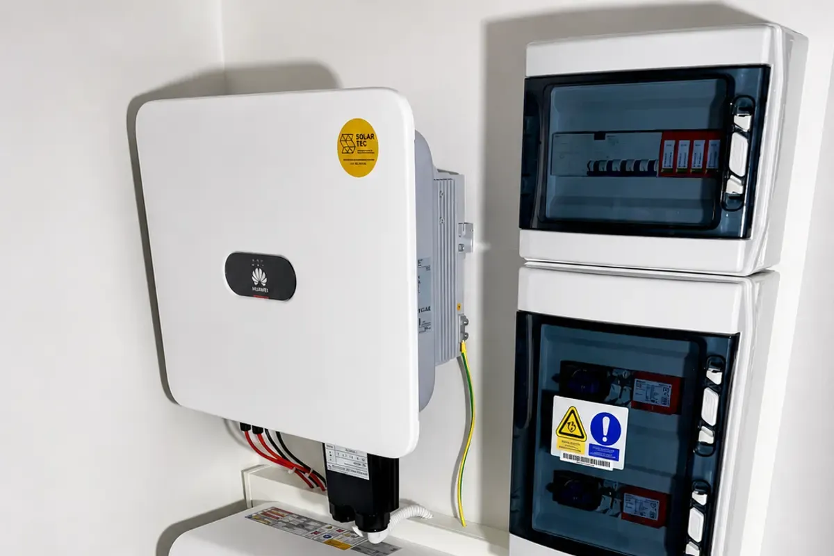 Inversor, batería y cuadro eléctrico de una instalación solar
