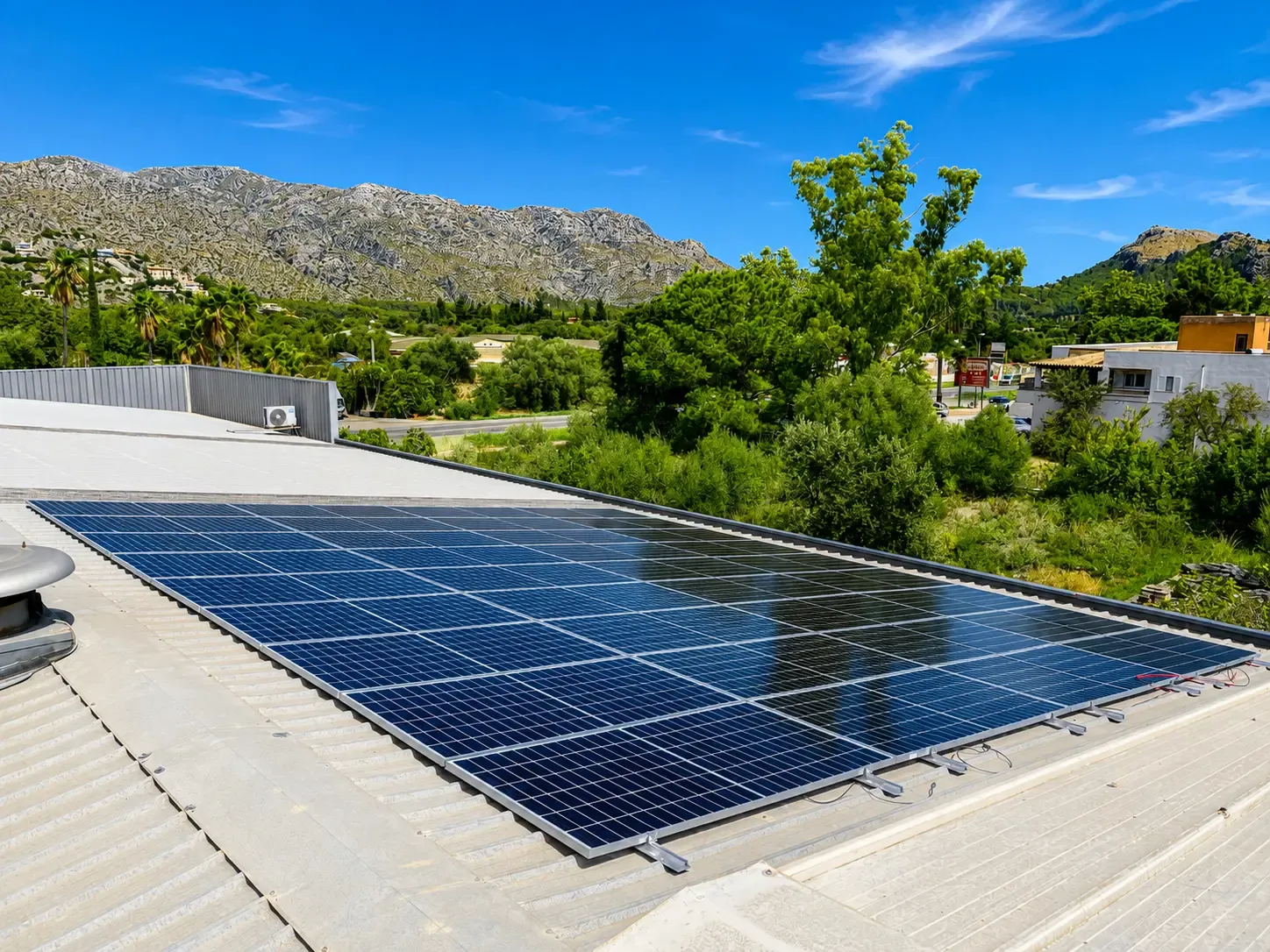 Instalación de placas solares en nave industrial en Mallorca