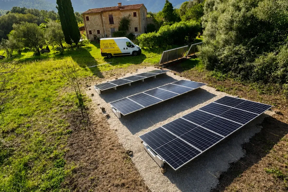 Instalación fotovoltaica sobre suelo en una finca de Mallorca